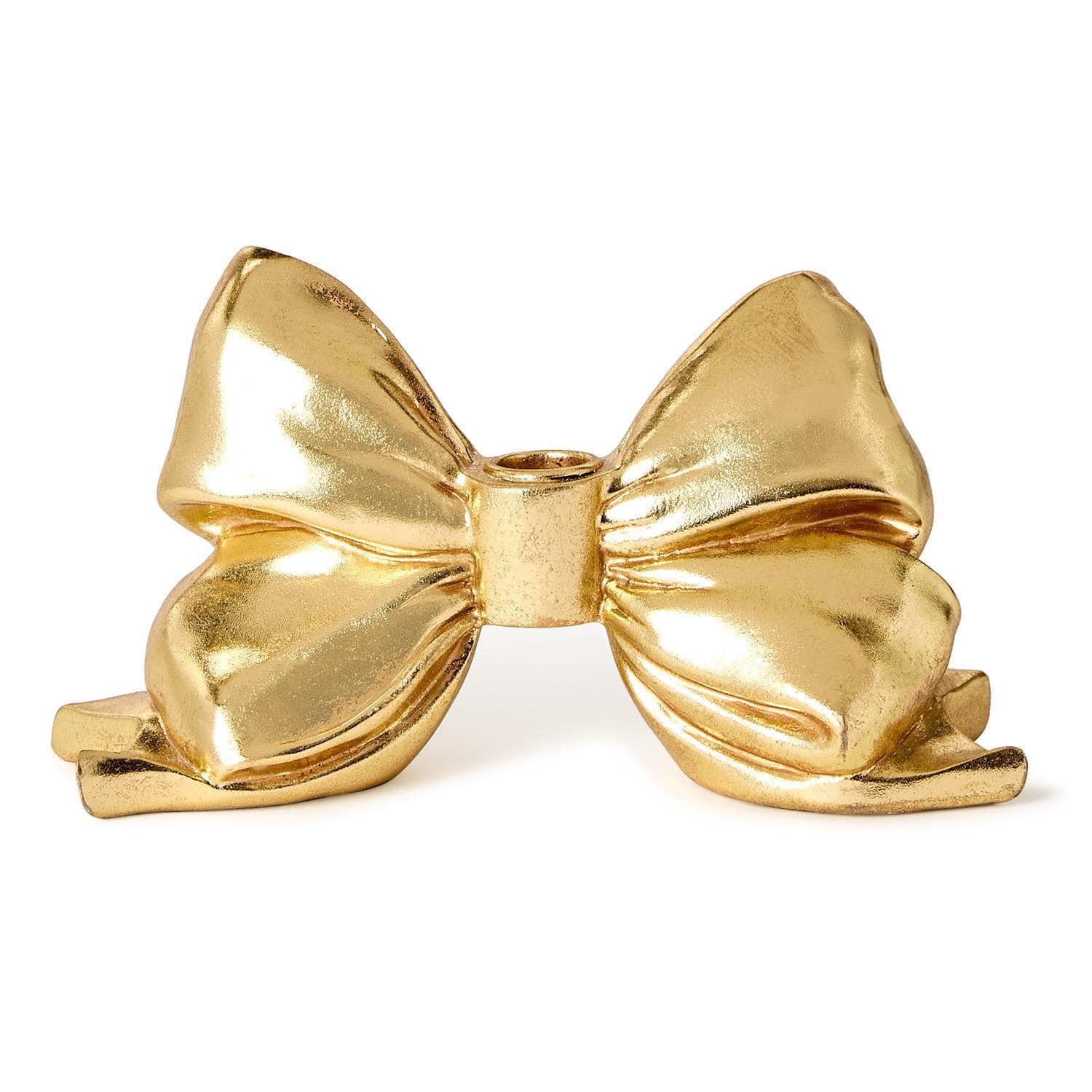 Gold Bow Taper Candleholder